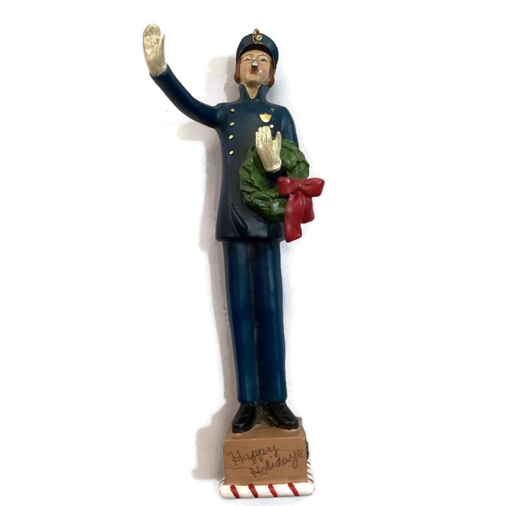 Christmas Holiday Ornament Police Officer with Wreath